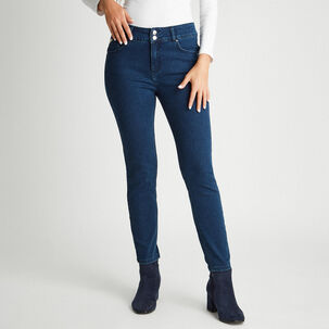 Skinny Jeans Con Push Up Azul Oscuro